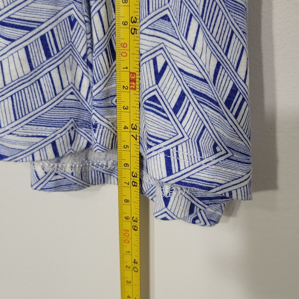 Ripe Blue White Geometric Print Sleeveless Scoop Neck Flared Midi Dress Sz M - Picture 6 of 8